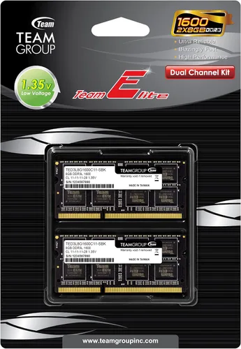 Miniatura 3 de TEAMGROUP Elite DDR3L Kit de 16 GB (2 x 8 GB) 1600 MHz PC3-12800 CL11 sin búfer sin ECC 1.35V SODIMM 204-Pin Laptop Computadora portátil PC Módulo