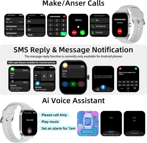 Miniatura 4 de Smart Watch with Built-in GPS, 1.96" HD Display, Answer/Make Calls, 100+ Sport Modes, Heart Rate/Sleep/SpO2 Monitor, Fitness Activity Tracker for