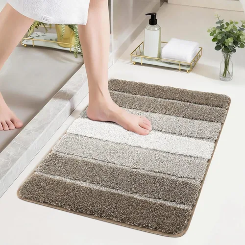 Miniatura 17 de COSY HOMEER Alfombras de baño de 24 x 17 pulgadas, ultra suaves y absorbentes, con respaldo de TPR antideslizante, lavable a máquina, alfombra Beige