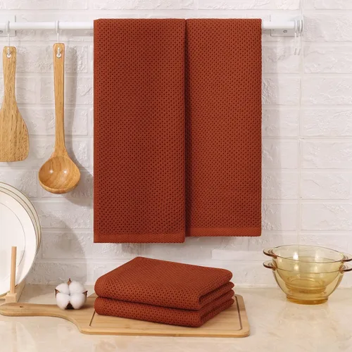 Miniatura 20 de Kitinjoy - Paños de cocina de 100 % algodón, tela de tejido gofrado, paño de limpieza ultrasuave, absorbente y de secado rápido. Beige