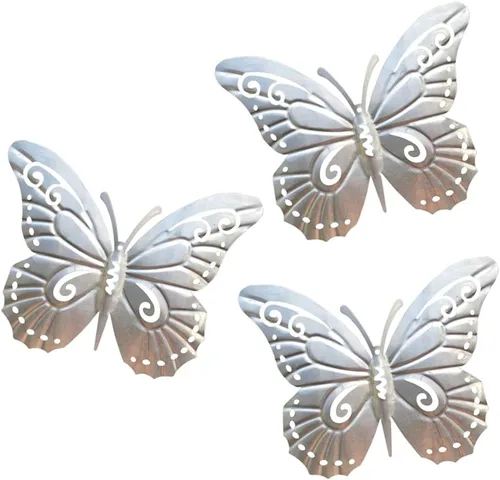 Superdream Arte decorativo de pared decorativo de mariposa de metal 3D inspirado en la naturaleza para colgar en interiores o exteriores