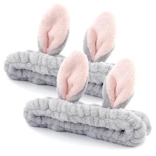 Miniatura 11 de YISSION 2 diademas de spa con orejas de oso, banda antideslizante para lavado de cara, maquillaje, cuidado de la piel, diadema facial, banda