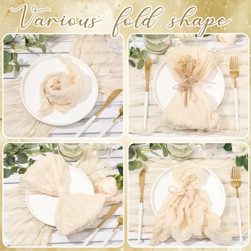Miniatura 3 de Mixweer 50 servilletas de gasa de 20 x 20 pulgadas, servilletas de algodón de gasa arrugada, servilletas de tela de queso, servilletas de tela Beige