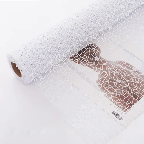 Papel de envolver floral de malla de jacquard coreano con calados 1 rollo, suministros para floristería, papel de envolver ramos de flores, Blanco