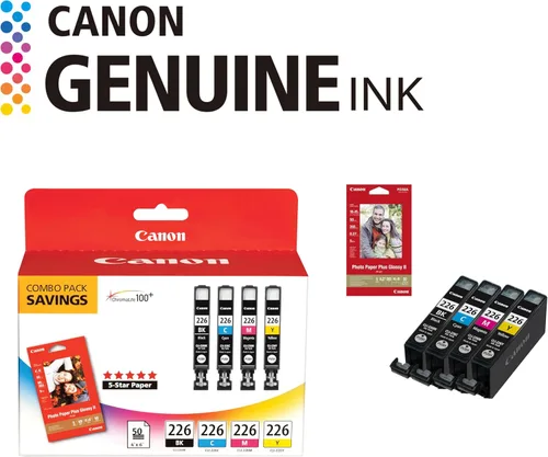 Miniatura 2 de Canon CLI-226 Paquete de color genuino con 50 hojas de papel fotográfico, compatible con iP4820, MG5220, MG5120, MG6120, MG8120, MX882, iX6520