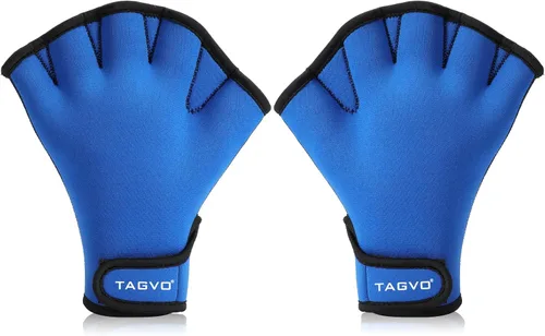 Miniatura 10 de TAGVO Guantes acuáticos para ayudar a la resistencia de la parte superior, guantes de natación con dedos palmeados y buena costura, sin