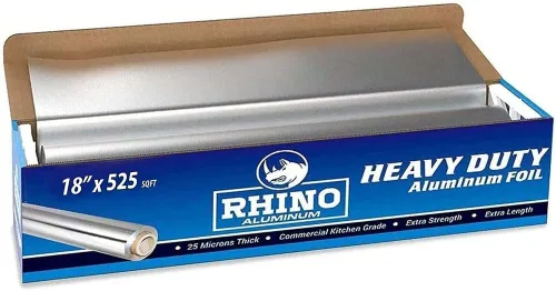 Rhino Aluminum Papel de aluminio resistente, rollo de 18 x 525 pies cuadrados, 25 micras de grosor, grado comercial y extra grueso, lo