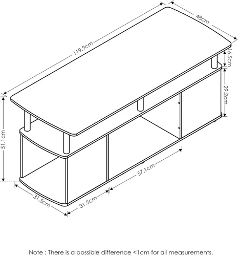 Miniatura 3 de Furinno Juego de mesa auxiliar y mesa auxiliar (2 piezas) Jaya Utility Design Mesa auxiliar + juego simplista de 2 mesas auxiliares