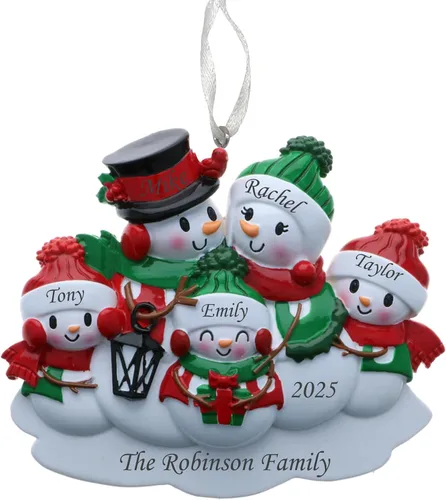Miniatura 14 de Adorno de Navidad familiar 2025 – Adorno personalizado para familias – Adorno familiar de muñeco de nieve personalizado – Decoración de árbol