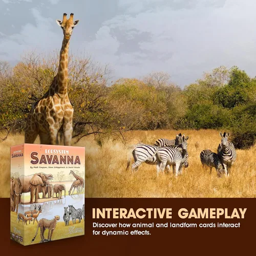 Miniatura 7 de Ecosistema: Sabana - Un Juego de Cartas Familiar Sobre Animales en la Selva Arbustiva de la Sabana Africana - Juego de Ecología Divertido