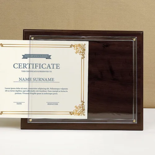 Miniatura 4 de Fine Stationery Placa de premio con certificado de nogal – Certificado o diploma deslizable de 8.5 x 11 pulgadas, marco de pared