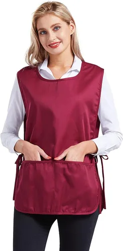 Nanxson Delantal de zapatero unisex con 2 bolsillos profundos, paquete de 2 Smock con lazos laterales para el trabajo de la cocina CF3137