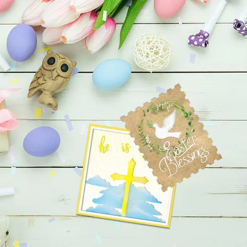 Miniatura 3 de Troqueles de corte cruzado de religión de Pascua para hacer tarjetas, palabras de bendición de Pascua, troquelados, huevos de Pascua, Jesús