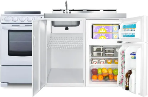 Miniatura 2 de Summit ACK60ELSTW - Cocina todo en uno de 60 pulgadas con cocina eléctrica, refrigerador-congelador, fregadero, color blanco