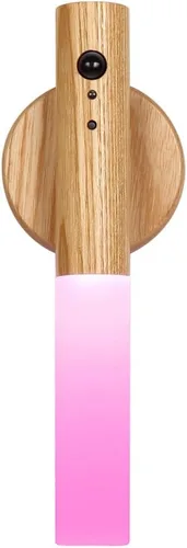 Miniatura 9 de LANDGOO Luz nocturna con sensor de movimiento RGB y control táctil, aplique de pared de madera recargable USB-C Luz de baño/dormitorio