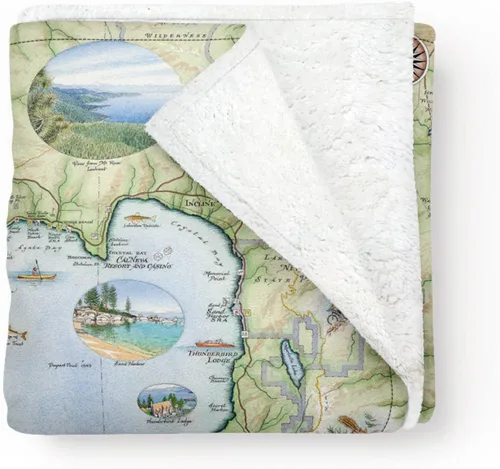 Miniatura 47 de Xplorer Maps Manta de forro polar del Parque Nacional Acadia Manta de 58 x 50 pulgadas Arte original dibujado a mano