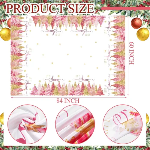 Miniatura 2 de Peryiter Mantel navideño rectangular de 60 x 84 pulgadas, mantel de Navidad de poliéster lavable para vacaciones de invierno, casa de campo