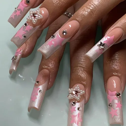 Miniatura 16 de Uñas postizas a presión tipo ataúd súper largas, 24 uñas postizas reutilizables de cobertura completa con pestañas adhesivas, uñas postizas