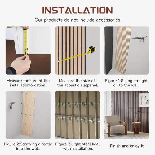 Miniatura 3 de POHARE Paneles de pared de listones de madera, paquete de 2 paneles decorativos de madera de 8 x 1 pie para pared, elegantes paneles de pared