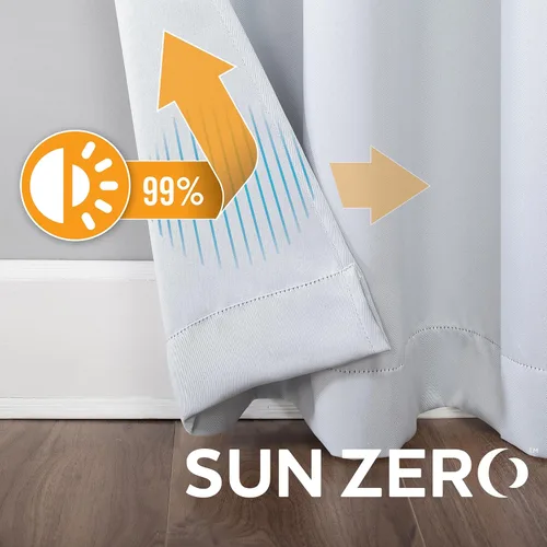 Miniatura 4 de Panel de Cortina Sun Zero Soho Blackout de Eficiencia Energética con Ojales, Blanco Paloma, Par de 54" x 84", Total 108" x 84" Oyster White