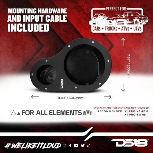 Miniatura 2 de DS18 Hydro EN6P - Altavoces universales de alta densidad para abdominales, de 2 vías, 1 x 6.5 y 1 tweeters de 1.5, para todos los elementos