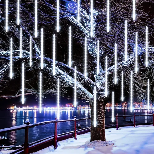 Miniatura 9 de FUNPENY - Luces de lluvia de lluvia de meteoritos, 288 luces LED, luces de Navidad con efecto de nieve, luz de Halloween al aire libre, luz
