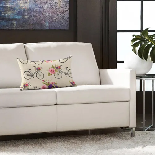 Miniatura 2 de AOYEGO Funda de almohadón de bicicleta 12x20 pulgadas, diseño vintage rústico de rosa de jardín, flor rosa en bicicleta, fundas de almohada