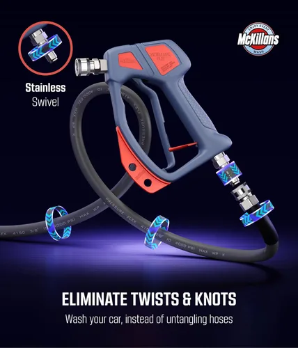 Miniatura 6 de McKillans® Swivel Gun Pro - Mango de agua giratorio de alta presión con enchufe macho de 3/8" y acoplador de conector rápido de 1/4" - Pistola