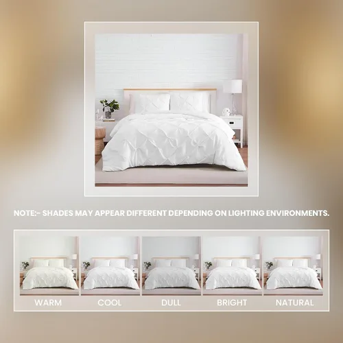Miniatura 5 de Kotton Culture 1 Pc Twin/Twin XL Size Pinch Pleated - Pintuck Duvet Cover Only - 100% Egyptian Cotton Sateen -1000 TC Luxury Comforter Cover-Zipper