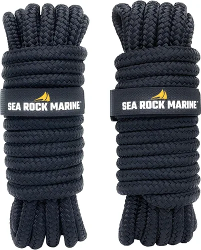 Sea Rock Marine - Líneas de muelle de nailon trenzado doble con ojales de 12 pulgadas y lazos para barcos, cuerda marina, accesorios para barcos,