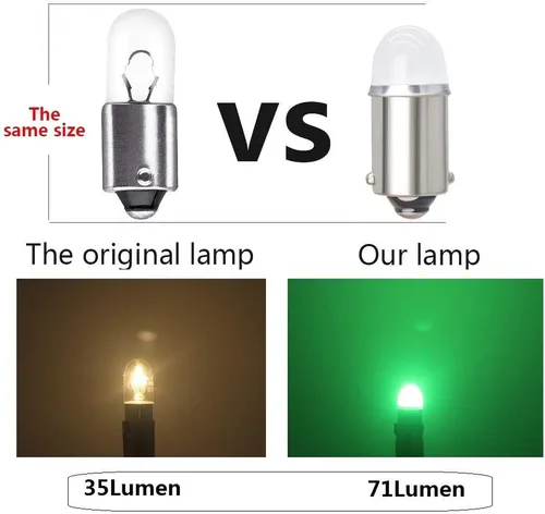 Miniatura 4 de Yoper BA9S 53 57 1895 64111 Bombilla LED para Coche 12V Verde Color verde