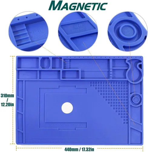Miniatura 4 de YIHUA 947-III Kit de soldador manual con tapete de reparación electrónica M180 de 17.32 x 12.20 pulgadas con soporte para hierro, kit de limpieza