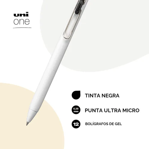Miniatura 2 de Uniball One - Paquete de 12 bolígrafos de gel ultra micro negros de 0.015 in; bolígrafos de tinta de gel, suministros de oficina vendidos por