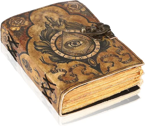 Miniatura 12 de Book of Spells - Diario encuadernado en cuero con papel de borde irregular, grimorio, diario impreso del Tercer Ojo, suministros de brujería