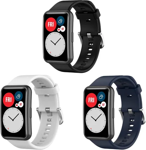 Miniatura 8 de YOUkei Sport - Correa deportiva de repuesto de silicona suave compatible con Huawei Watch FIT, Bluetooth, SmartWatch (paquete de 2, blanco y negro)