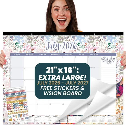 Miniatura 11 de bloom daily planners Calendario de escritorio 2026-2027 – Calendario de pared grande del año académico (julio de 2026 a julio de 2027) – 21 x 16