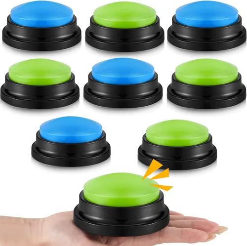 Miniatura 9 de Honoson 8 Piezas de Botones de Respuesta Grabables para Juegos de Trivia, Botones de Timbre de Grabación, Regalos para Regreso a Clases, Equipo