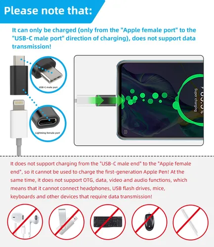 Miniatura 2 de Paquete de 3 adaptadores Lightning hembra a USB-C macho, tipo de carga para iPhone 11, iPad Pro, Samsung Galaxy S20, Note 10, LG V50, HTC U12, Nexus