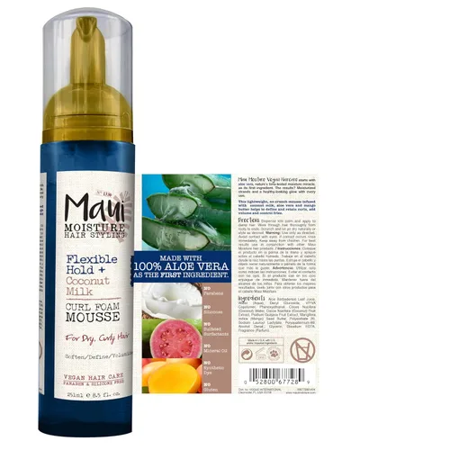 Miniatura 9 de Maui Moisture Mousse de espuma flexible para rizos de leche de coco, para peinado de cabello rizado, sin alcohol de secado, parabenos o silicona
