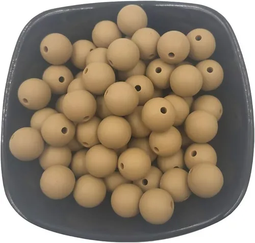 Miniatura 20 de Cuentas de perlas de silicona focales para bolígrafo, 100 cuentas redondas de silicona sueltas de 0.59 pulgadas a granel para llavero, mamá mujer