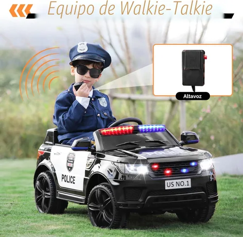 Miniatura 2 de TOBBI Coche de Policía Eléctrico para Niños, Juguete de Montar a Batería, Coches de Policía con Control Remoto, Sirena, Luces Intermitentes, Música
