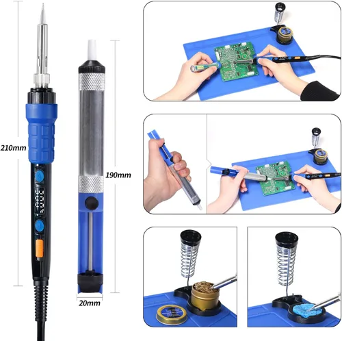 Miniatura 7 de Kit de soldador YIHUA 928D, soldador de 65 W, totalmente digital, pantalla °F/°C, control de temperatura, precisión 194~896℉ - Kit de soldadura