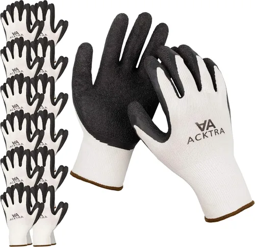Miniatura 13 de ACKTRA Guantes de trabajo de seguridad de nailon recubierto, 12 pares, muñequera de punto, multiusos, para hombres y mujeres, WG008 poliéster rojo
