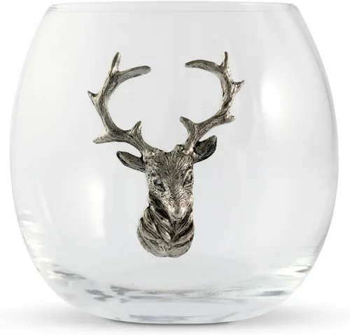Miniatura 4 de Vagabond House Copa de vino sin tallo de ciervo/alce, cristal soplado a mano de alta calidad, estilo cabaña, perfecto para vino tinto/blanco, 3.25
