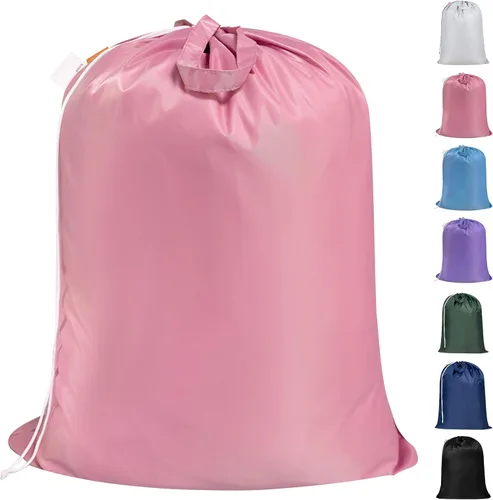 Miniatura 13 de Polecasa Bolsa de lavandería extra grande y resistente con asas duraderas y cierre de cordón, 28 x 36 pulgadas, bolsas de almacenamiento duraderas