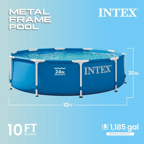 Miniatura 2 de INTEX 28201EH Juego de piscina sobre el suelo con marco de metal: 10 pies x 30 pulgadas - Incluye bomba de filtro de cartucho de 330 GPH
