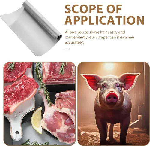 Miniatura 4 de Yardwe Herramienta de depilación de cerdo, raspador de cerdo de acero inoxidable con mango ergonómico, acero al manganeso, afeitadora de pelo animal