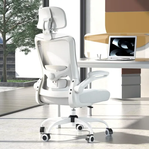 Miniatura 16 de Silla de oficina ergonómica, silla de escritorio con respaldo alto y soporte lumbar ajustable, respaldo de malla transpirable, capacidad de 330