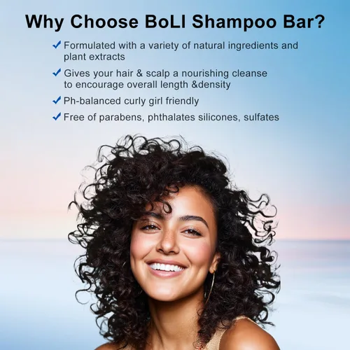Miniatura 6 de BOLI Barra de champú de aceite de ricino, barra de jabón hidratante e hidratante para el cuidado del cabello para mujeres y hombres, champú sólido