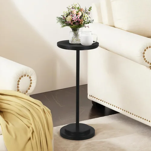 Miniatura 20 de COVLON Mesa de bebidas, mesa de Martini tallada, mesa auxiliar pequeña, mesa de pedestal con base pesada para sala de estar, dormitorio, espacio